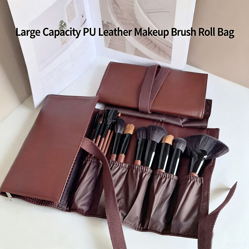 Travel Accessories Organizer Bag - حقيبة فرش مكياج من الجلد الصناعي