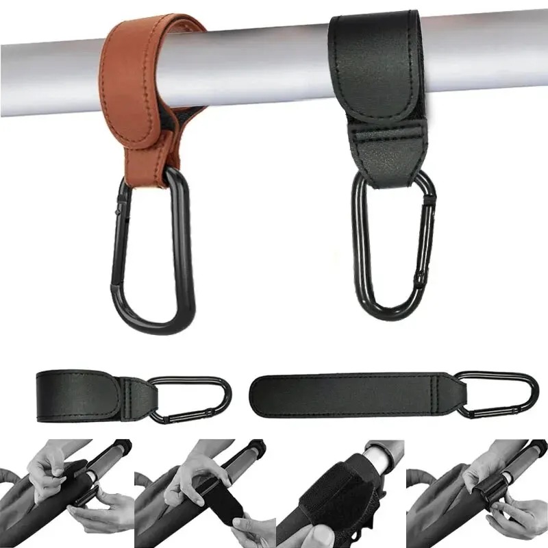 Travel Accessories Baby - قطعتان من خطافات عربة الأطفال الجلدية