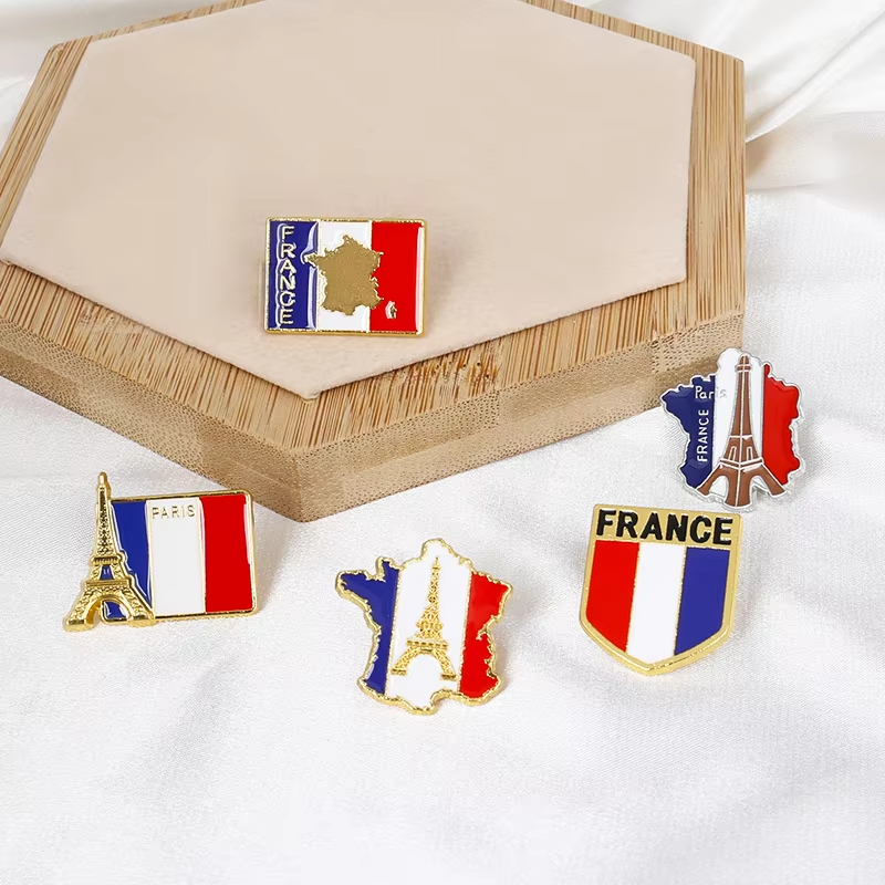 Travel Accessories Jewelry - دبابيس مينا بتصميم علم فرنسا، بروشات