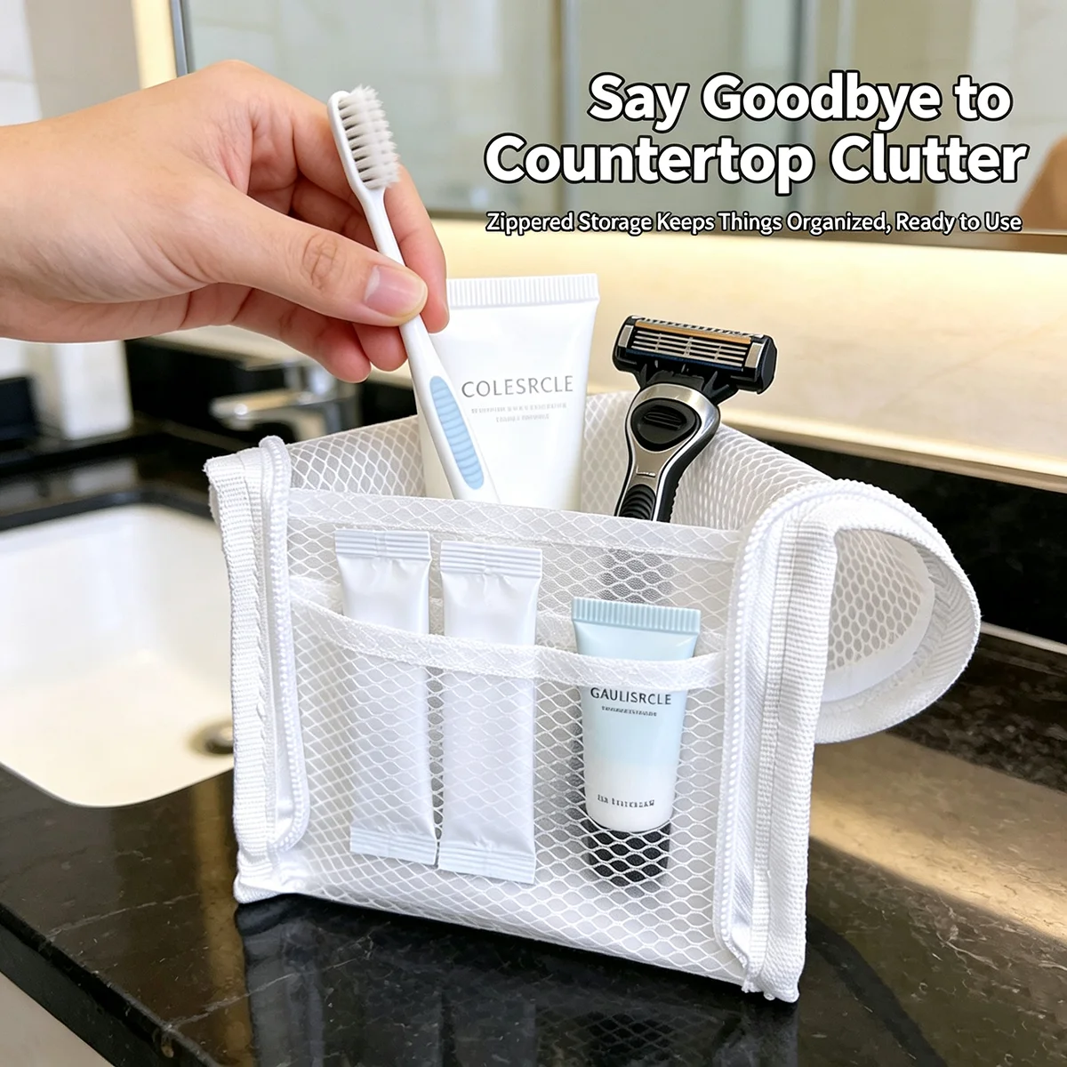 حقيبة مستلزمات سفر شبكية قائمة - مراجعة Travel Accessories Organizer Bag وسعره