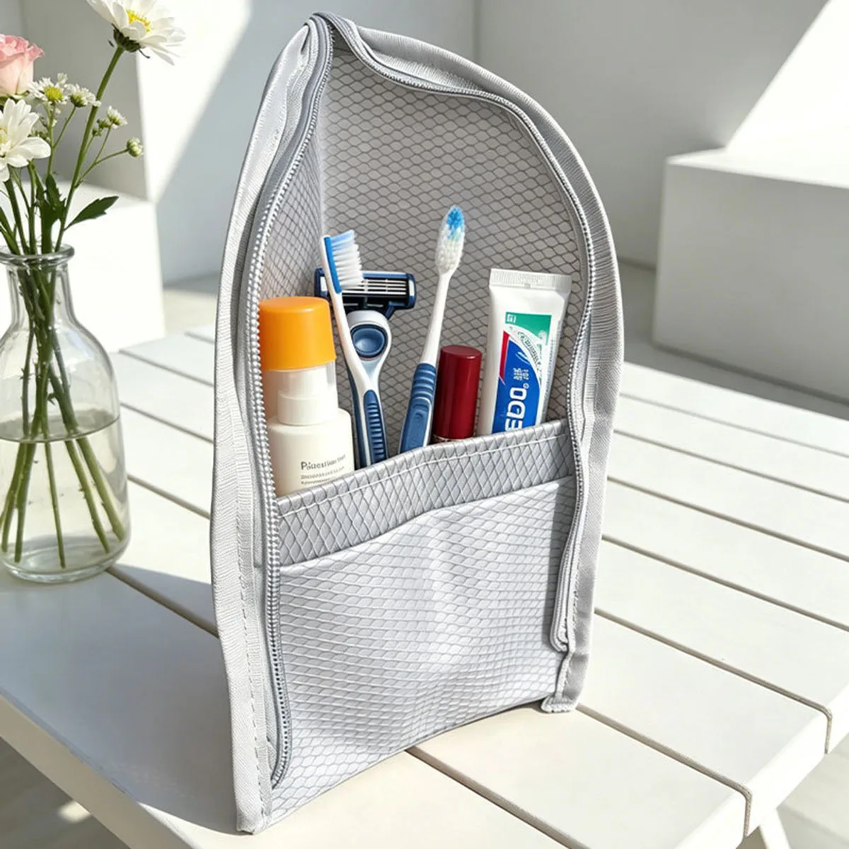 حقيبة مستلزمات سفر شبكية قائمة - مراجعة Travel Accessories Organizer Bag وسعره