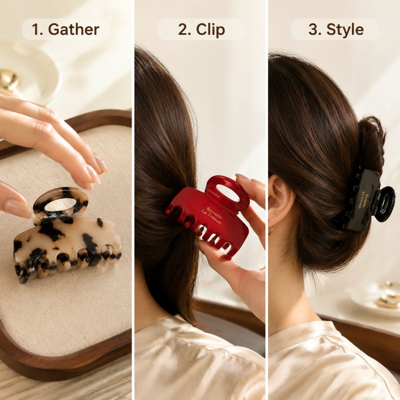 مشابك شعر فرنسية متوسطة الحجم  - مراجعة Travel Accessories Aesthetic وسعره