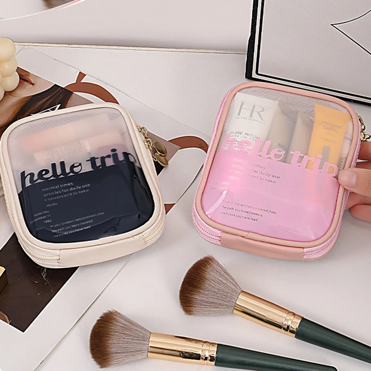 حقيبة مستحضرات تجميل شفافة محم - مراجعة Travel Accessories Organizer Bag وسعره