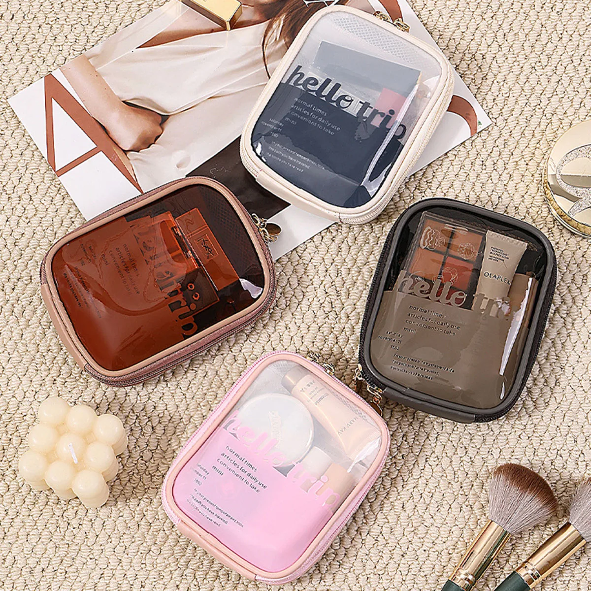 حقيبة مستحضرات تجميل شفافة محم - مراجعة Travel Accessories Organizer Bag وسعره